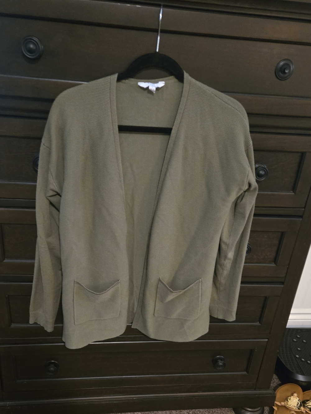 Olive Open-Front Pocket Cardigan Jacket
